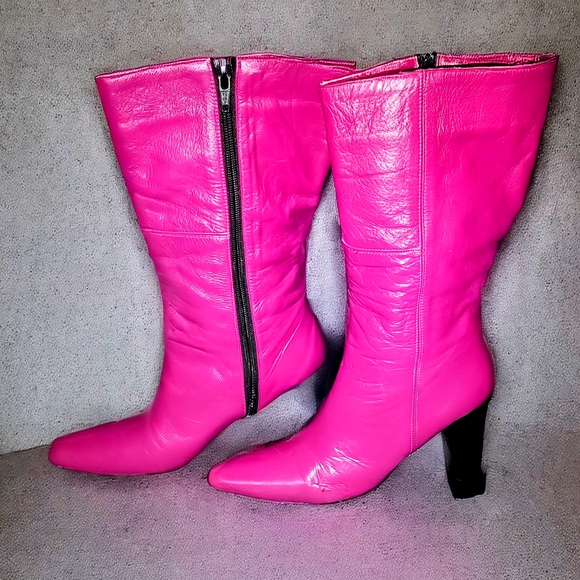 ANTONIO MELANI Fuchsia Leather Heeled Boots - Picture 2 of 3